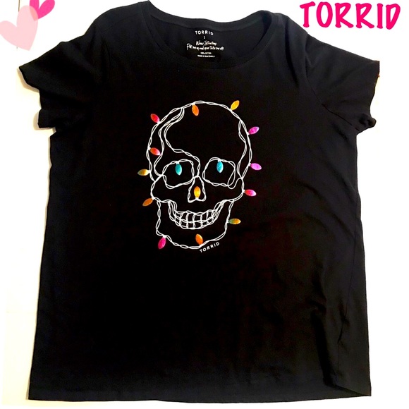 Torrid, New Skull With Lights, Black Tee Shirt - Picture 4 of 8